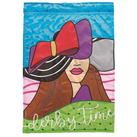 13 X 18 In Derby Time Girl Polyester Double Applique Garden Flag